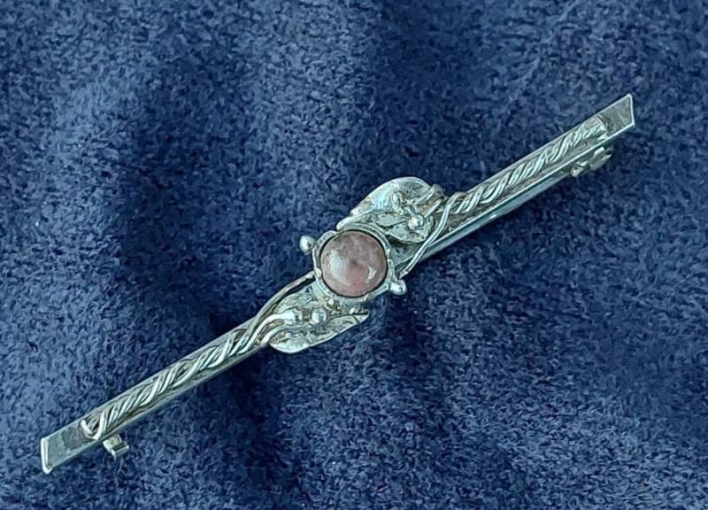 Antike 835Er Silber Brosche Stabbrosche Mit Stein von SchmuckparadiesShop