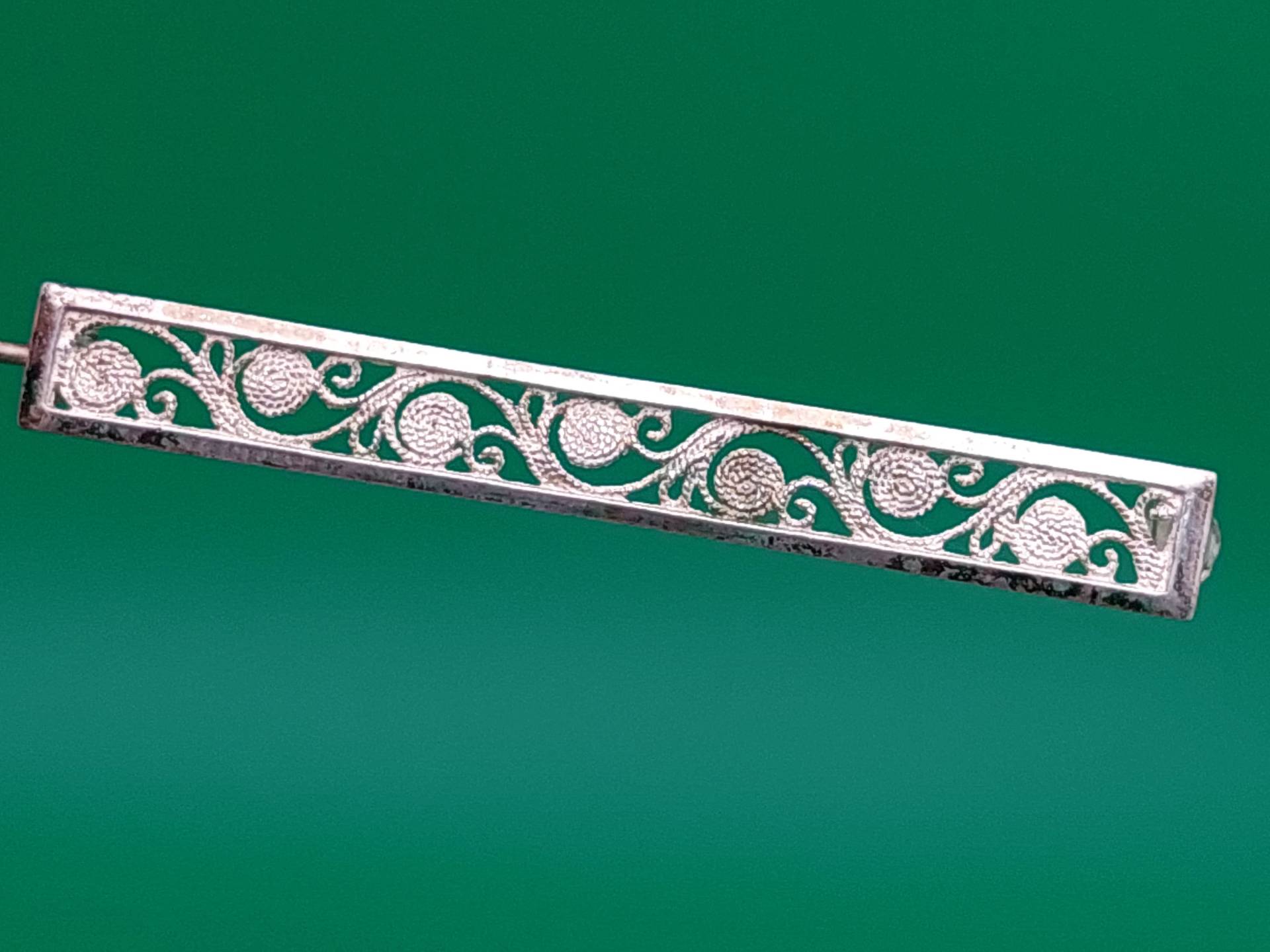 Antike 835Er Silber Brosche Stabbrosche Rocaillen Wellenmuster Jugendstil von SchmuckparadiesShop