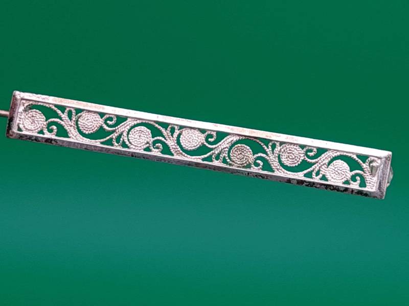 Antike 835Er Silber Brosche Stabbrosche Rocaillen Wellenmuster Jugendstil von SchmuckparadiesShop