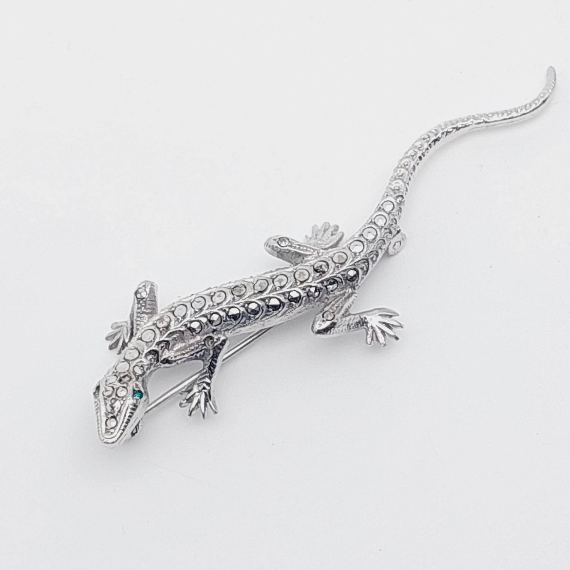 Antike 835Er Silber Eidechse Brosche Lizard Stabbrosche von SchmuckparadiesShop