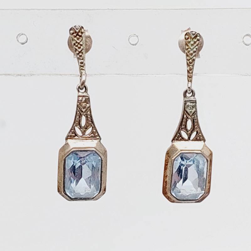Antike 835Er Silber Ohrhänger Ohrringe Blauer Geschliffener Stein Antiker Schmuck Ohrstecker Antike 835Er Silber Ohrhänger Ohrringe Blauer Geschliffener Stein Antiker Schmuck Ohrstecker von SchmuckparadiesShop