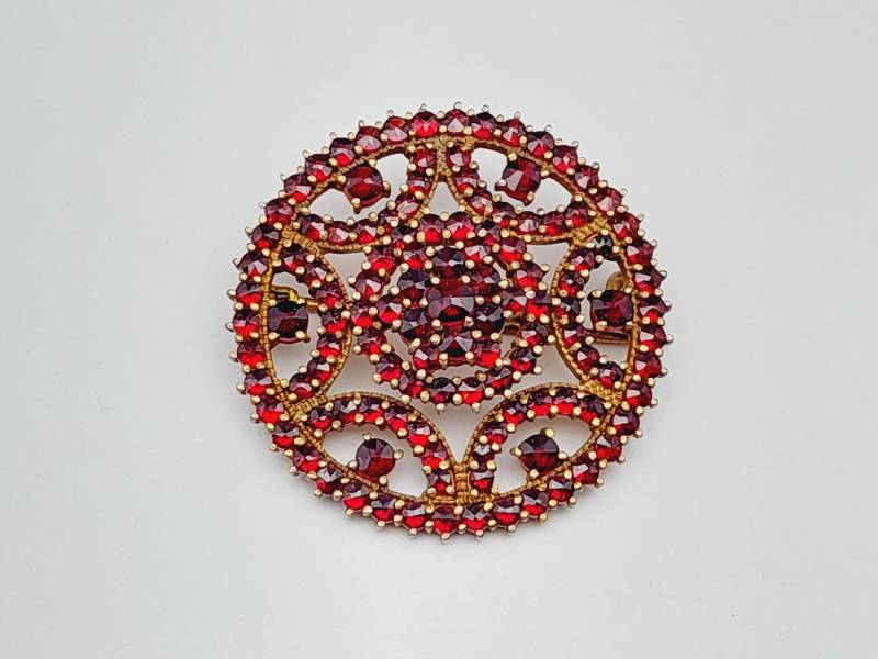 Antike 900Er Silber Brosche Stern Mit Granat Steinen Biedermeier Schmuck von SchmuckparadiesShop