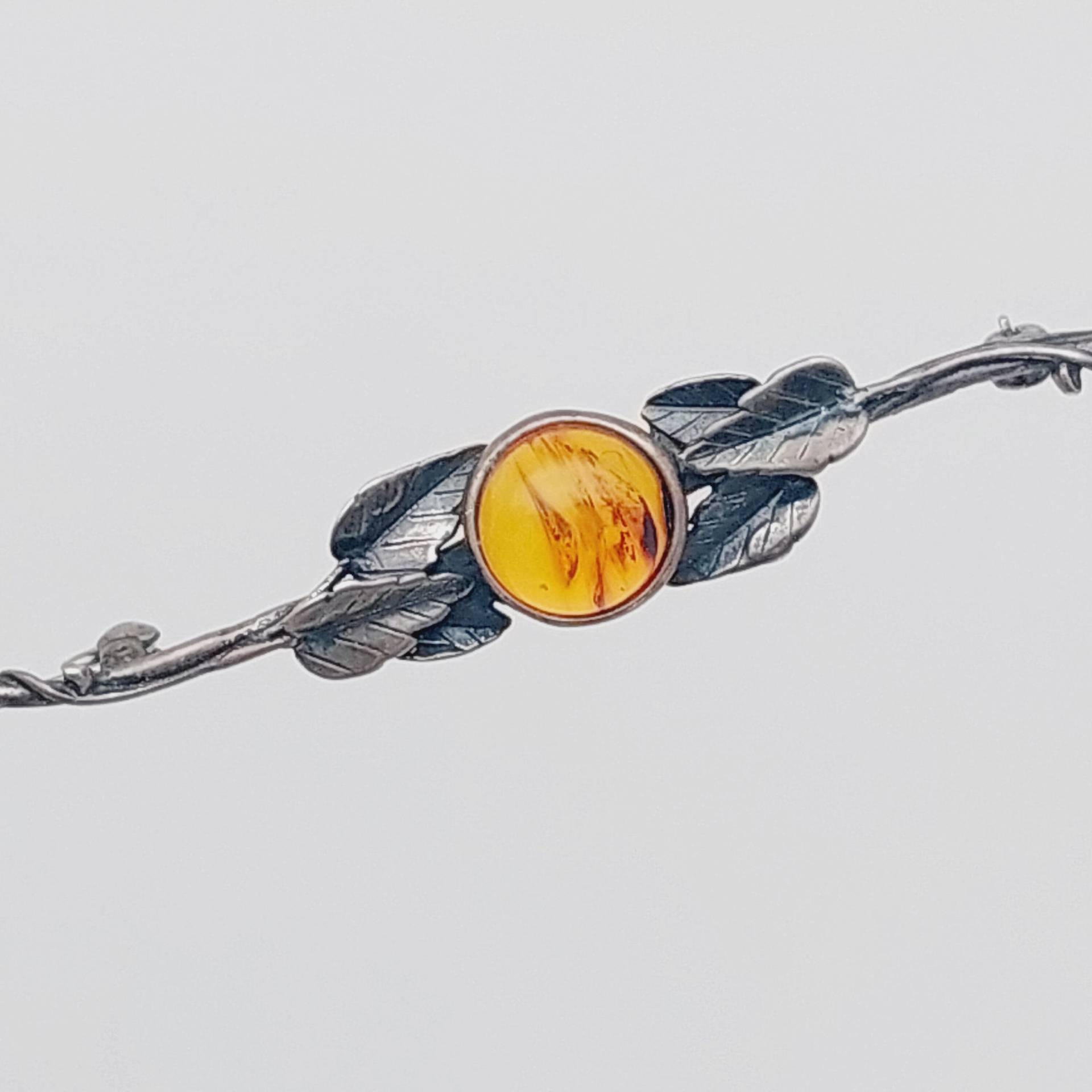 Antike 925Er Silber Brosche Bernstein Vintage von SchmuckparadiesShop