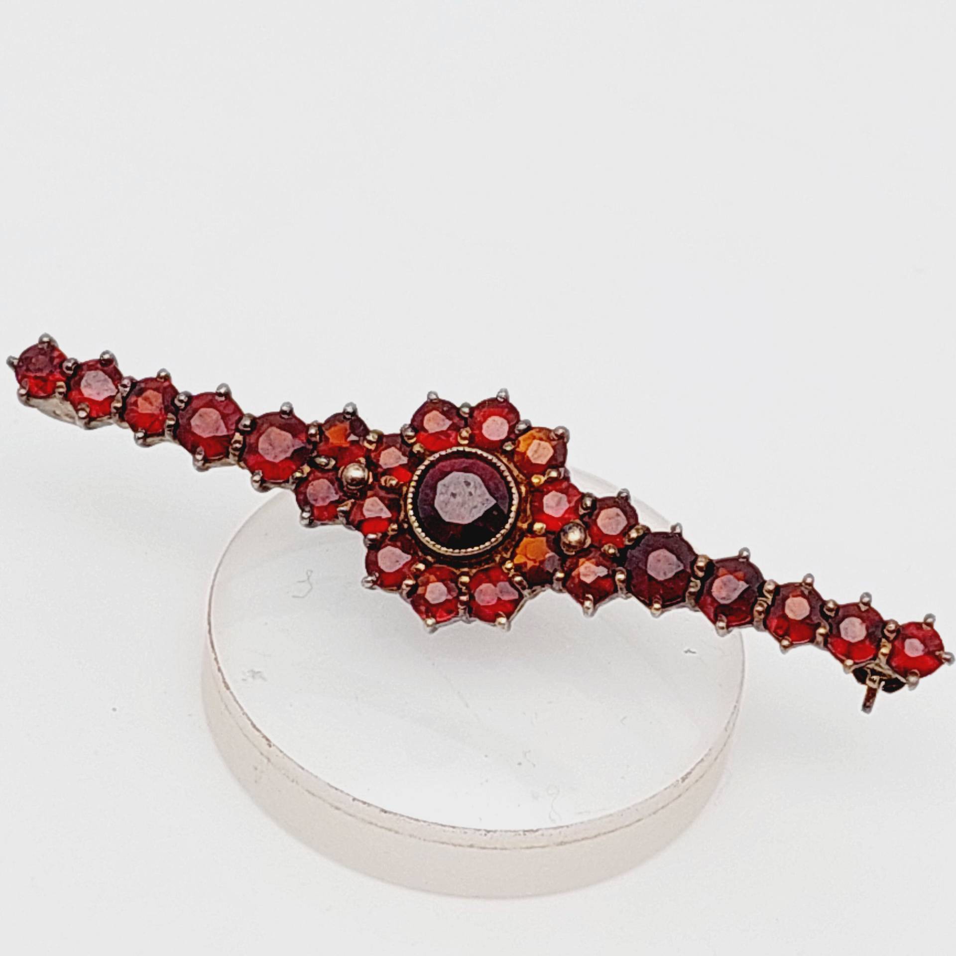 Antike 925Er Silber Brosche Vergoldet Stabbrosche Mit Granat Stein Viktorianisch von SchmuckparadiesShop