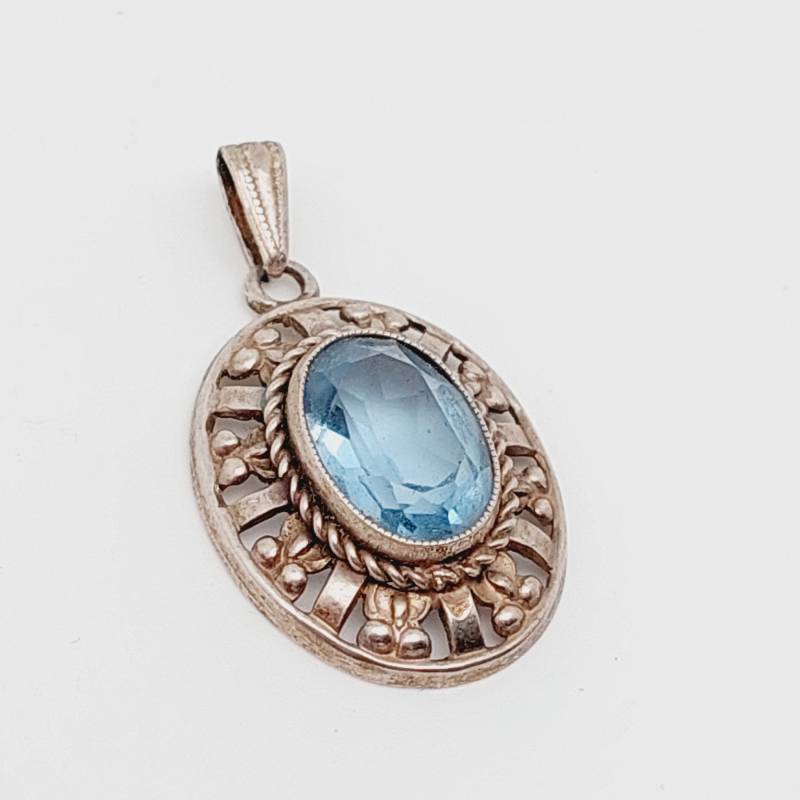 Antike Art Deco Silberanhänger 835Er Silber Anhänger Blauer Geschliffener Stein Antike Art Deco Silberanhänger 835Er Silber Anhänger Blauer Geschliffener Stein von SchmuckparadiesShop