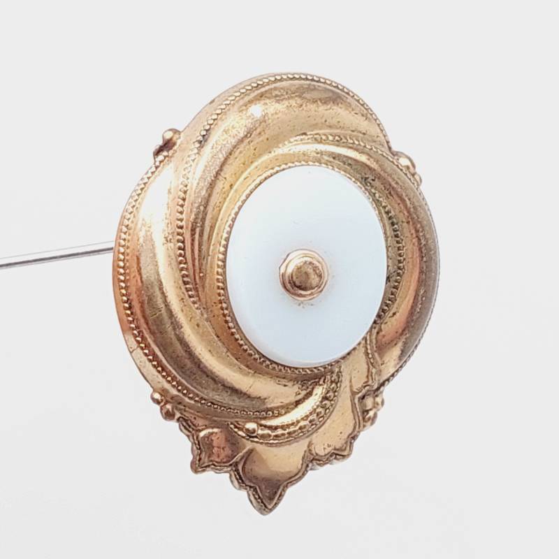 Antike Biedermeier Double Brosche Schaumgold Mit Rocaillen Floral von SchmuckparadiesShop