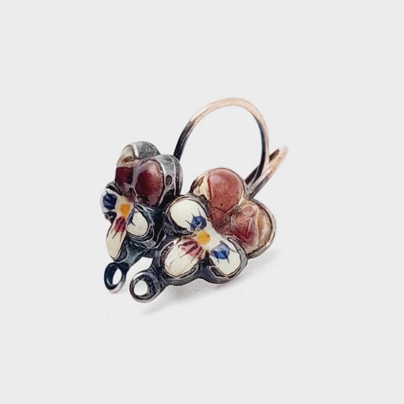 Antike Biedermeier Double Ohrringe Mit Emaille Blumen Schaumgold von SchmuckparadiesShop