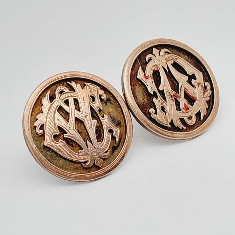 Antike Biedermeier Manschettenknöpfe Mit Monogramm Wc Cw Double von SchmuckparadiesShop