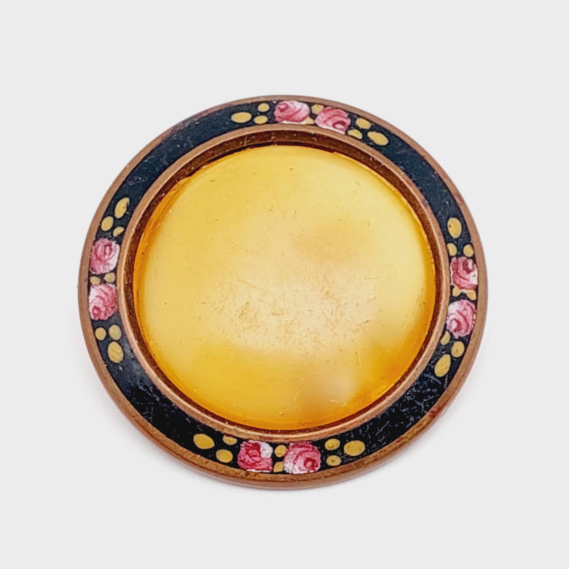 Antike Double Brosche Anker Mit Gelben Stein/Glas Trauerschmuck Rosen von SchmuckparadiesShop