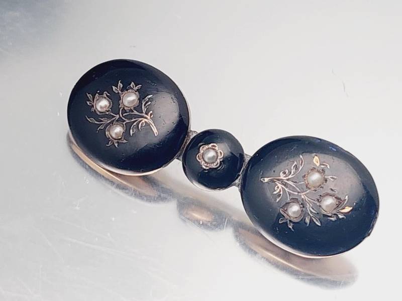 Antike Double Brosche Biedermeier Trauerschmuck Jet Doublé Saatperlen Antike Double Brosche Biedermeier Trauerschmuck Jet Doublé Saatperlen von SchmuckparadiesShop