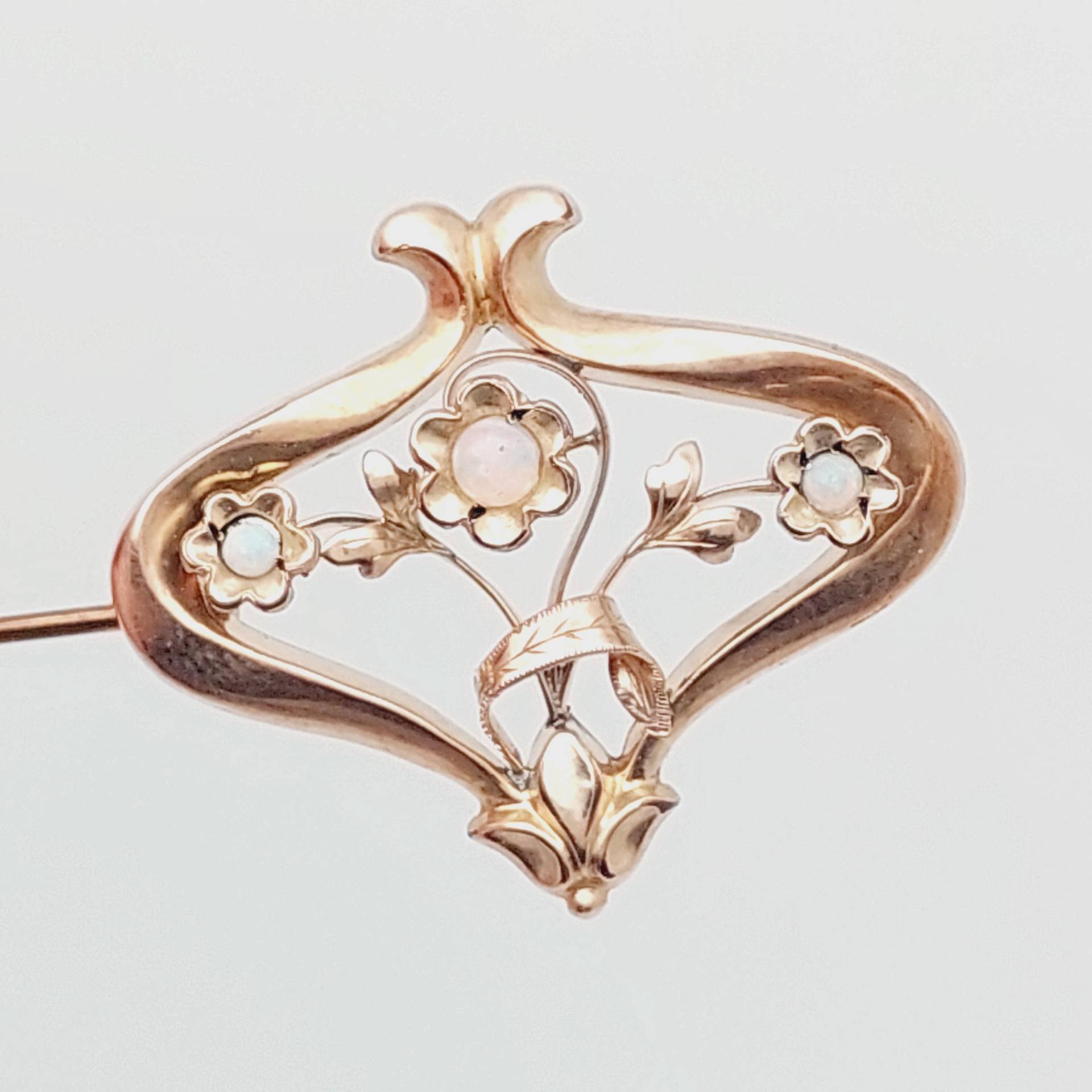 Antike Double Brosche Blumen Filigranebrosche Opal Jugendstil von SchmuckparadiesShop