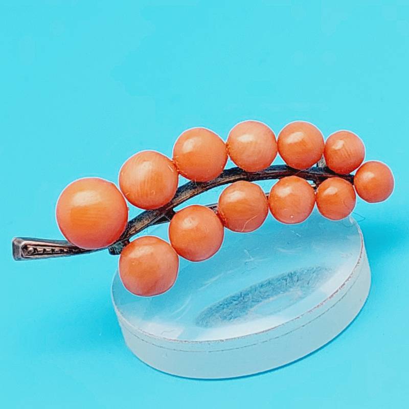 Antike Double Brosche Mit Koralle Biedermeier Schmuck von SchmuckparadiesShop