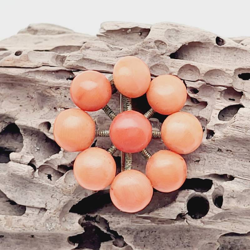 Antike Double Brosche Mit Koralle Biedermeier Schmuck von SchmuckparadiesShop