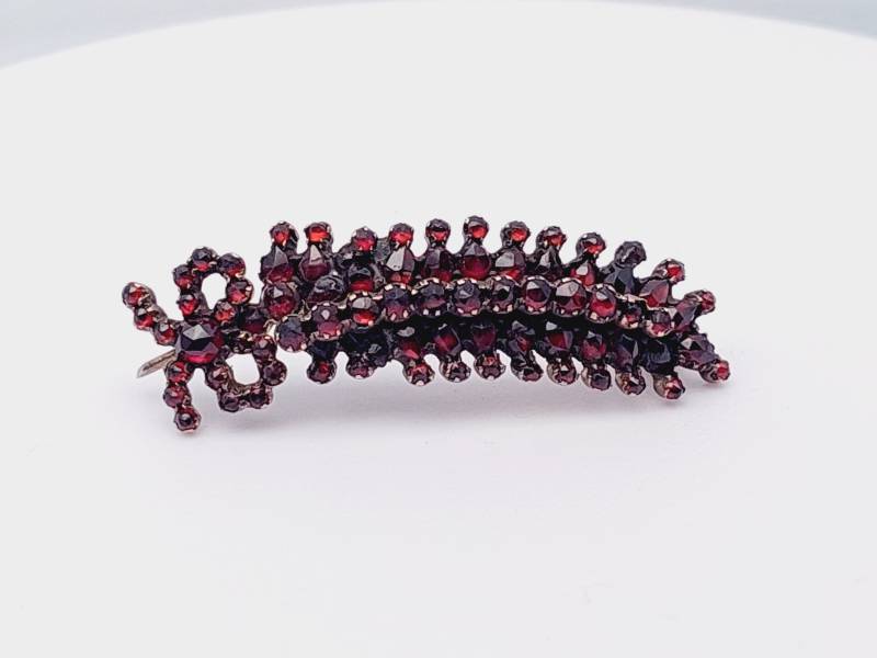 Antike Double Brosche Stabbrosche Schleife Mit Granat Stein von SchmuckparadiesShop