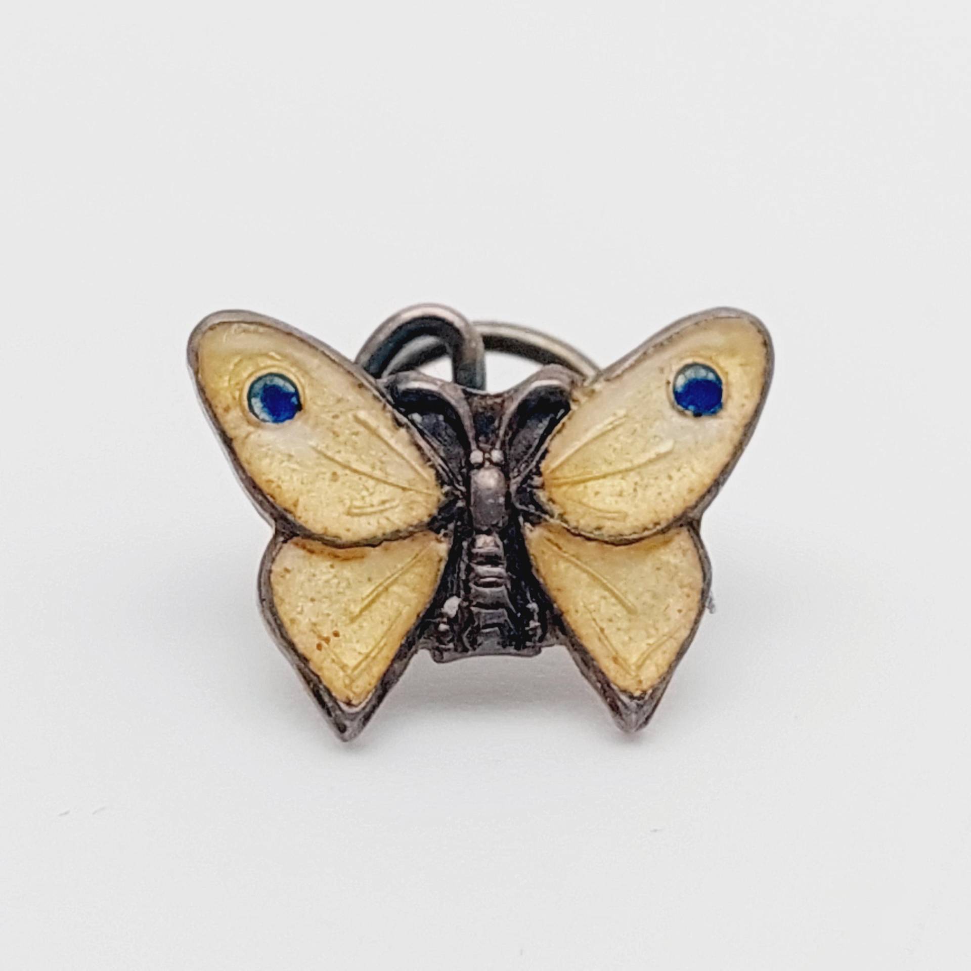 Antike Emaille W-L 800 Silber Schmetterling Brosche von SchmuckparadiesShop