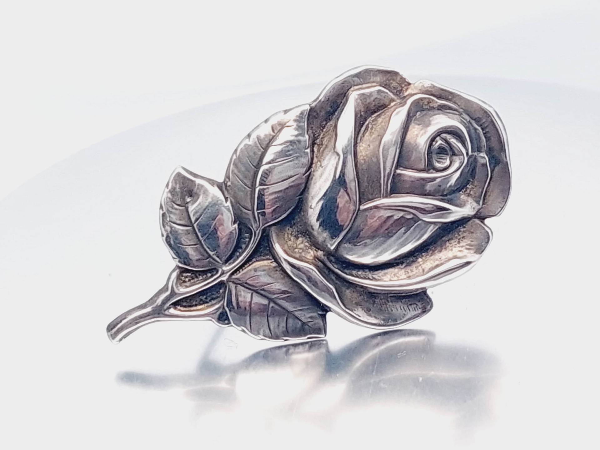 Antike Florale Jugendstil Silber Brosche Rosen Blumen von SchmuckparadiesShop