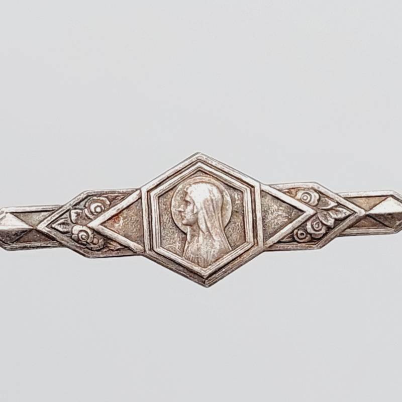 Antike Jugendstil Brosche Frau Büste Blumen Frankreich Versilbert Antike Jugendstil Brosche Frau Büste Blumen Frankreich Versilbert von SchmuckparadiesShop