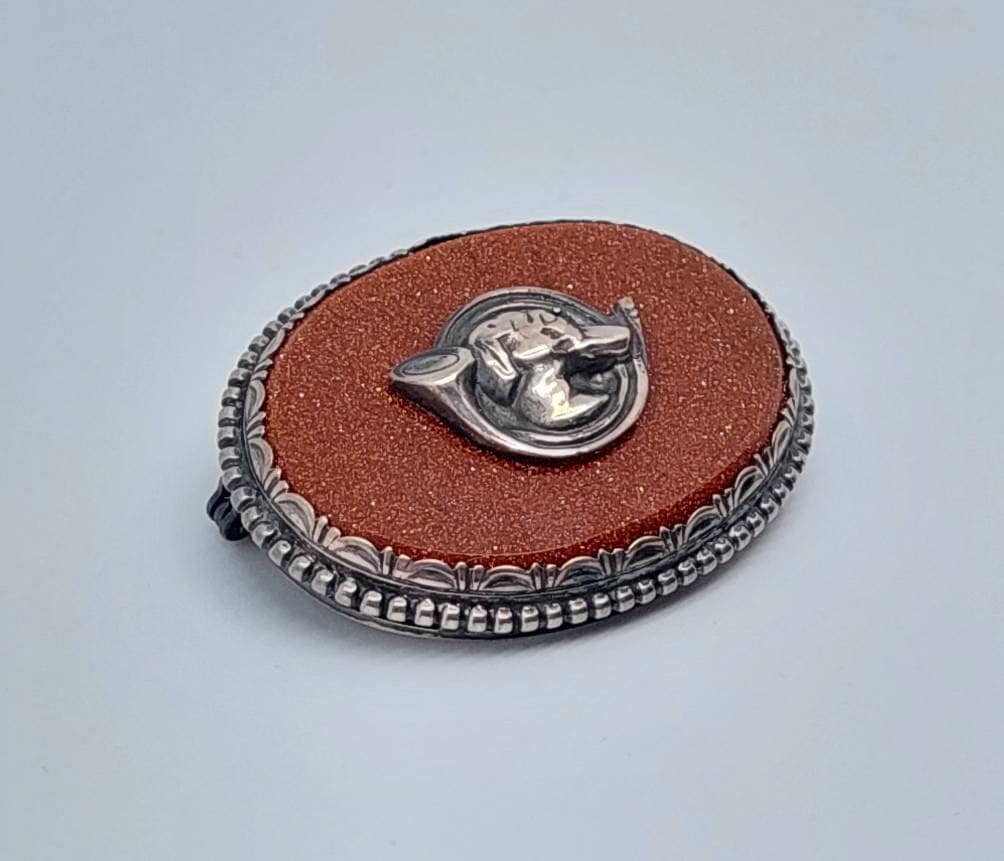 Antike Jugendstil Silber Brosche 835Er Goldfluss von SchmuckparadiesShop