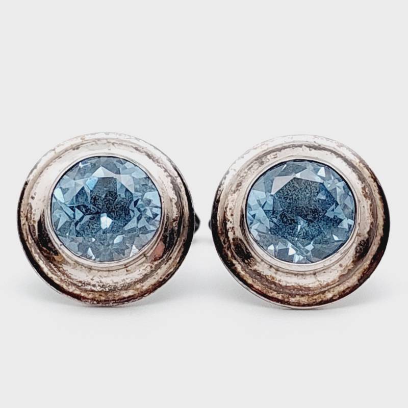 Antike Manschettenknöpfe Mit Hell Blauem Geschliffenen Stein 830 Silber Aquamarin Farbend von SchmuckparadiesShop