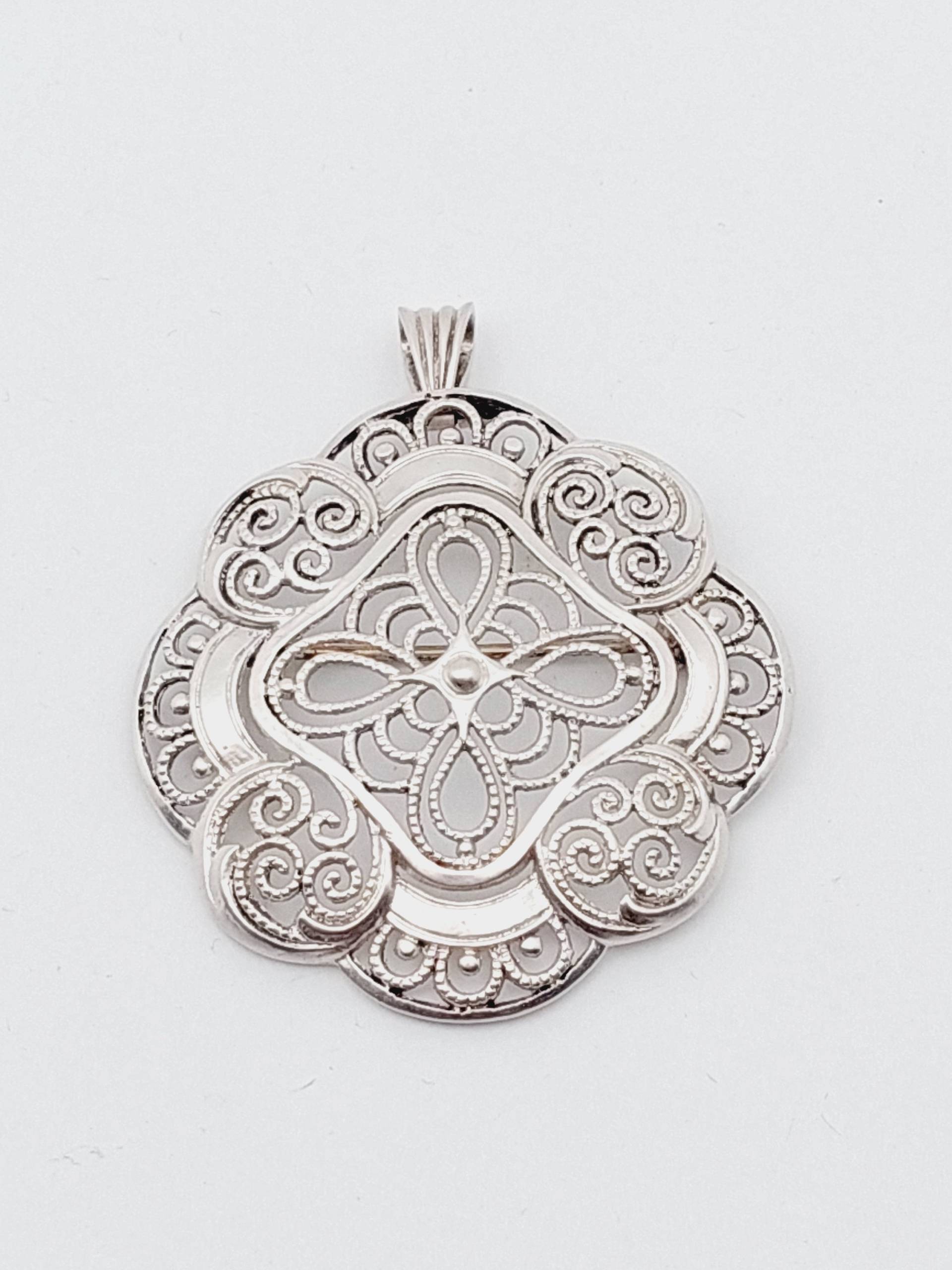 Antike Silber Brosche 835Er Filigranschmuck Anhängern von SchmuckparadiesShop