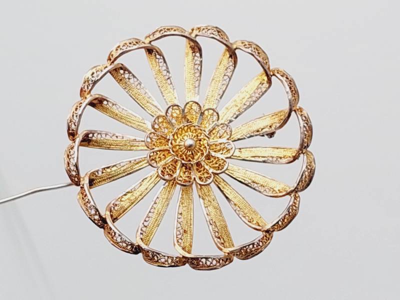 Antike Silber Brosche 835Er Vergoldet Filigranschmuck Antike Silber Brosche 835Er Vergoldet Filigranschmuck von SchmuckparadiesShop