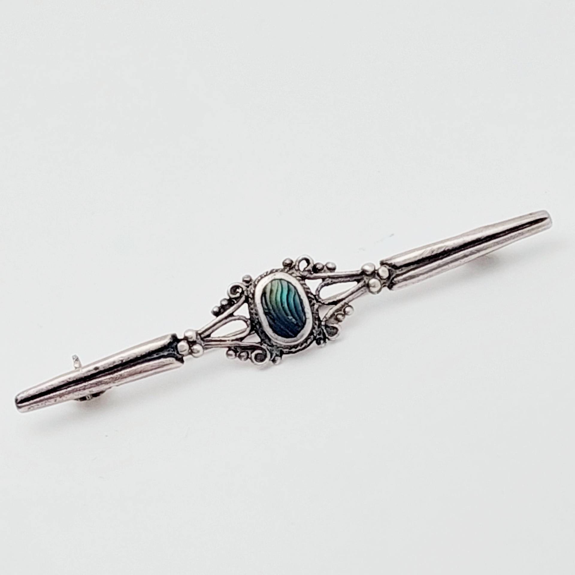 Antike Silber Stabbrosche Mit Perlmutt Brosche von SchmuckparadiesShop