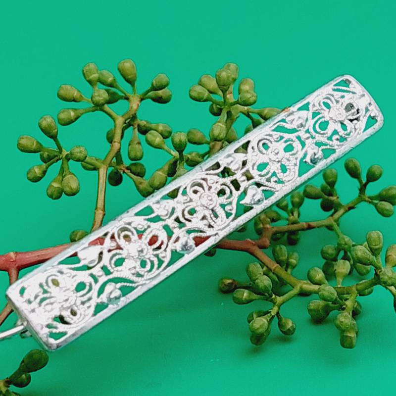 Antike Silberne Brosche 835Er Silber Filigranschmuck Rocaillen Blumen Verzierung von SchmuckparadiesShop