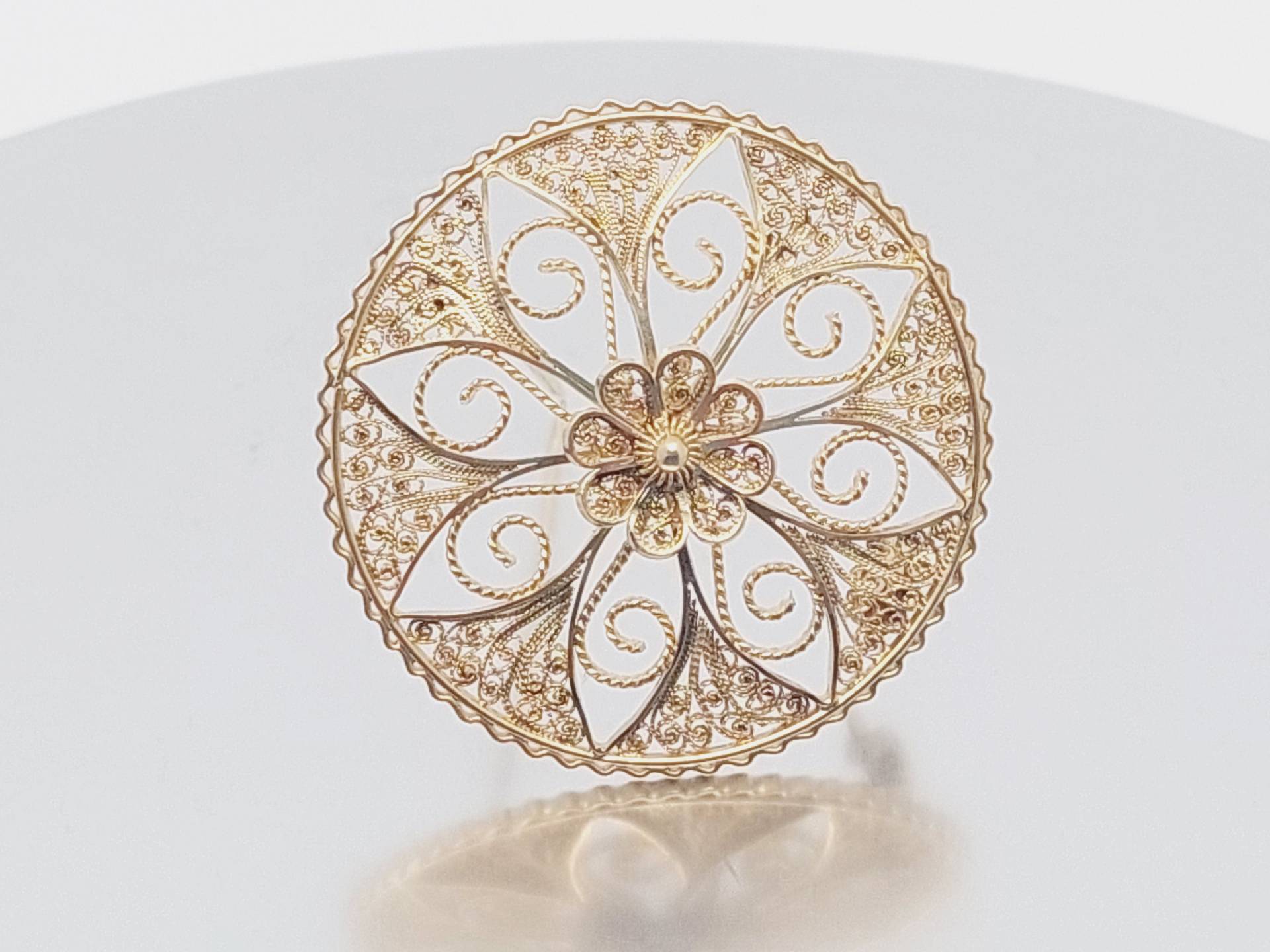 Antike Silberne Brosche 835Er Silber Vergoldet Filigranschmuck Rocaillen Blumen Verzierung von SchmuckparadiesShop