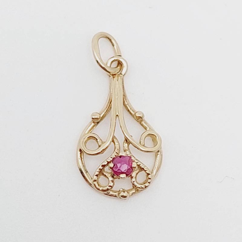 Antiker 8 Karat 333Er Gold Anhänger Roter Stein Jugendstil Granat von SchmuckparadiesShop
