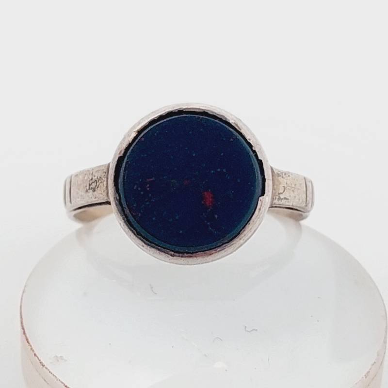 Antiker 800Er Silber Jugendstil Herren Siegelring Grüner Heliotrop Stein Blutjaspis Gr 16 Us 7 1/2 von SchmuckparadiesShop