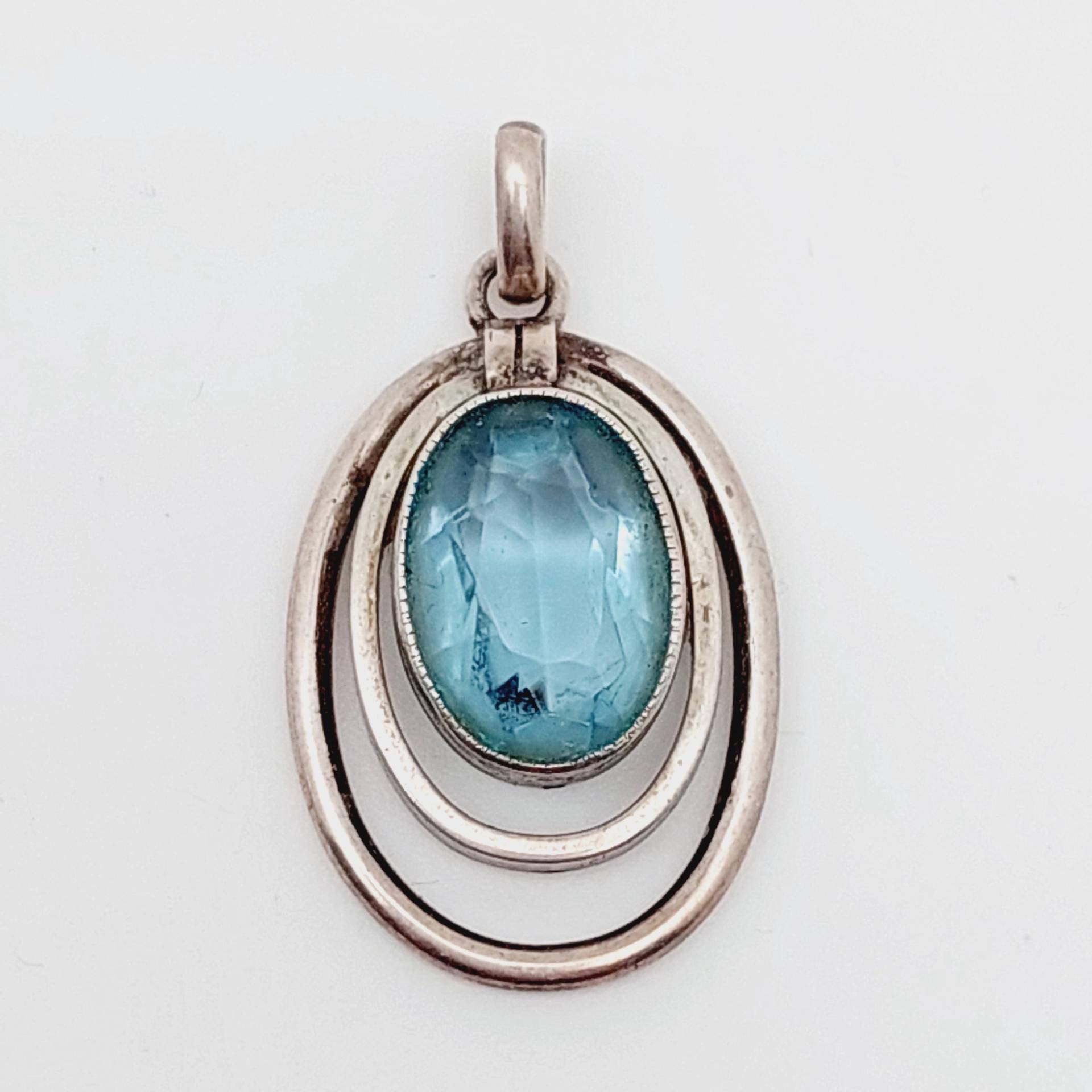 Antiker 835 Silber Anhänger Art Deco Silberanhänger Geschliffener Blauer Farbstein Wasserblau Antiker 835 Silber Anhänger Art Deco Silberanhänger Geschliffener Blauer Farbstein Wasserblau von SchmuckparadiesShop