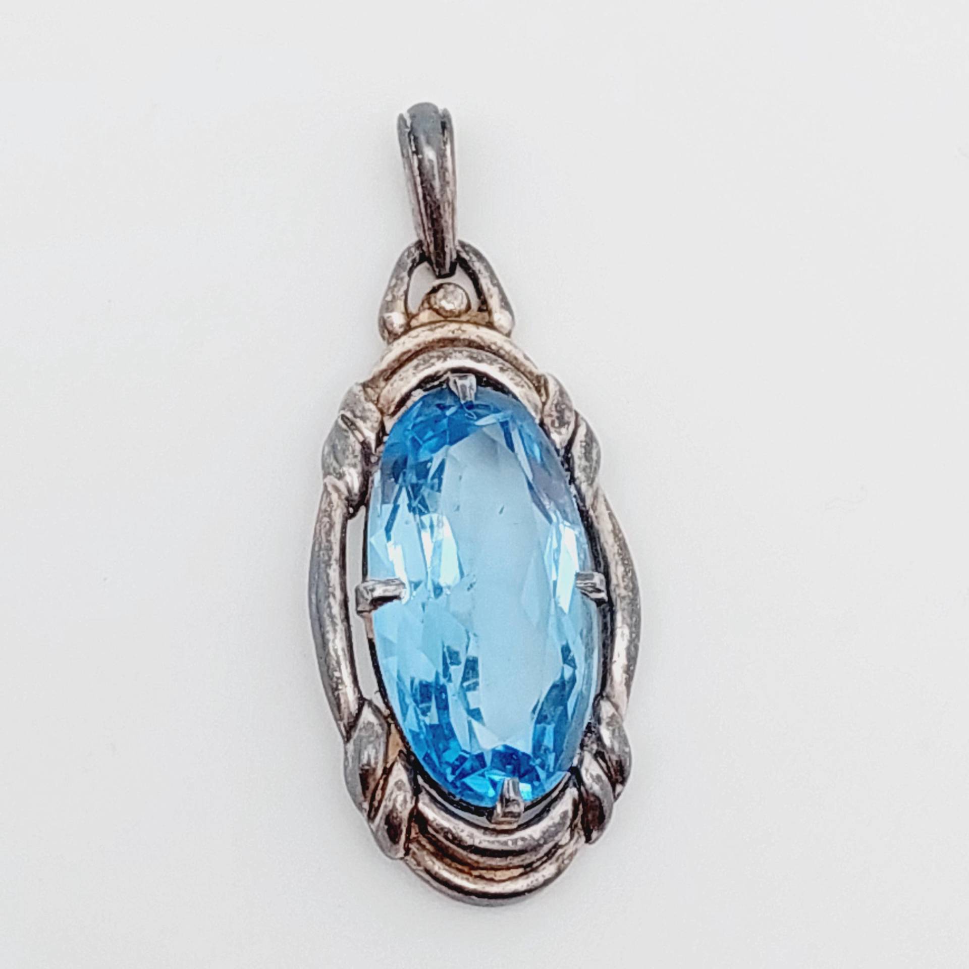 Antiker 835 Silber Anhänger Jugendstil Silberanhänger Mit Geschliffener Blauer Farbstein Wasserblau Oval Antiker 835 Silber Anhänger Jugendstil Silberanhänger Mit Geschliffener Blauer Farbstein Wasserblau Oval von SchmuckparadiesShop