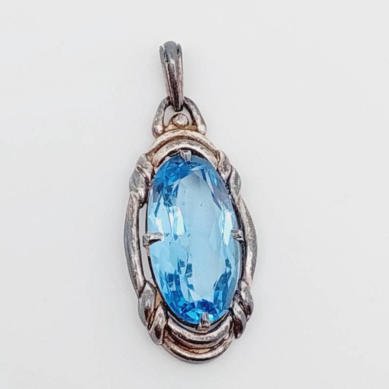 Antiker 835 Silber Anhänger Jugendstil Silberanhänger Mit Geschliffener Blauer Farbstein Wasserblau Oval Antiker 835 Silber Anhänger Jugendstil Silberanhänger Mit Geschliffener Blauer Farbstein Wasserblau Oval von SchmuckparadiesShop