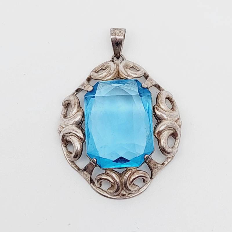 Antiker 835 Silber Anhänger Jugendstil Silberanhänger Mit Geschliffener Blauer Stein Wasserblau Antiker 835 Silber Anhänger Jugendstil Silberanhänger Mit Geschliffener Blauer Stein Wasserblau von SchmuckparadiesShop