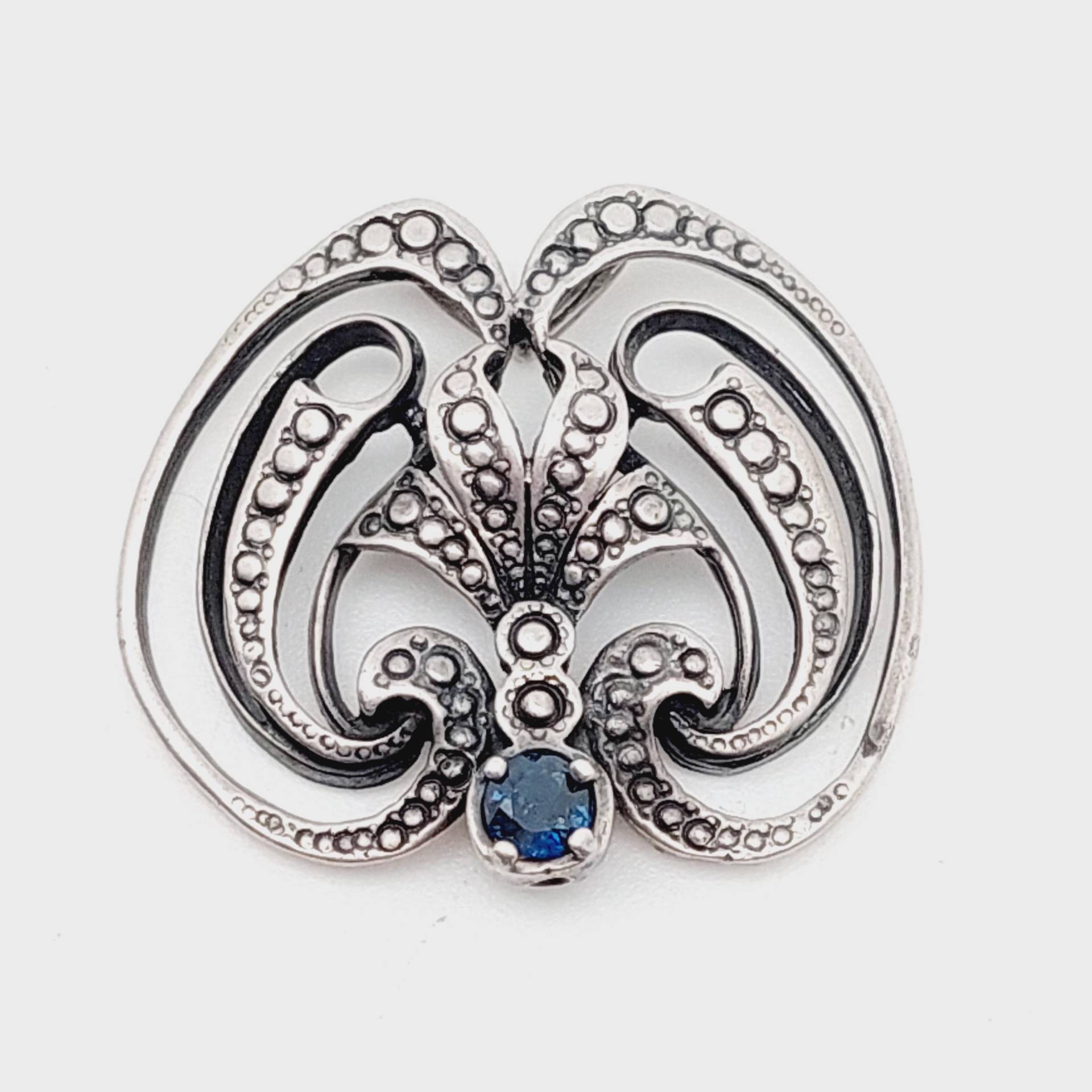 Antiker 835 Silber Anhänger Silberanhänger Geschliffener Blauer Farbstein von SchmuckparadiesShop