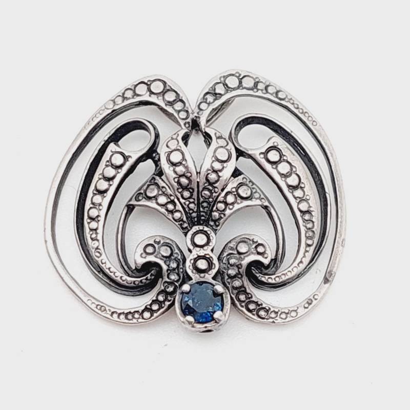 Antiker 835 Silber Anhänger Silberanhänger Geschliffener Blauer Farbstein von SchmuckparadiesShop