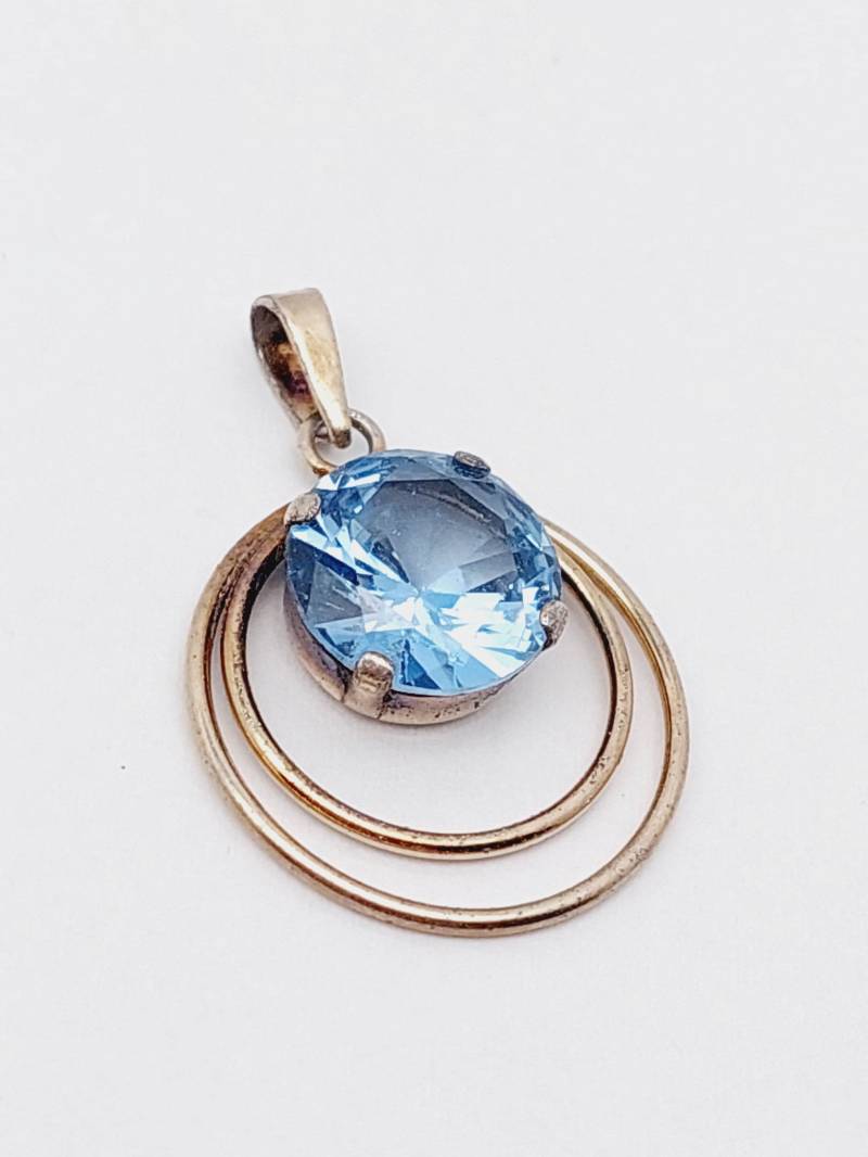 Antiker 835Er Silber Anhänger Jugendstil Mit Blauem Stein Aquamarin Farbe von SchmuckparadiesShop