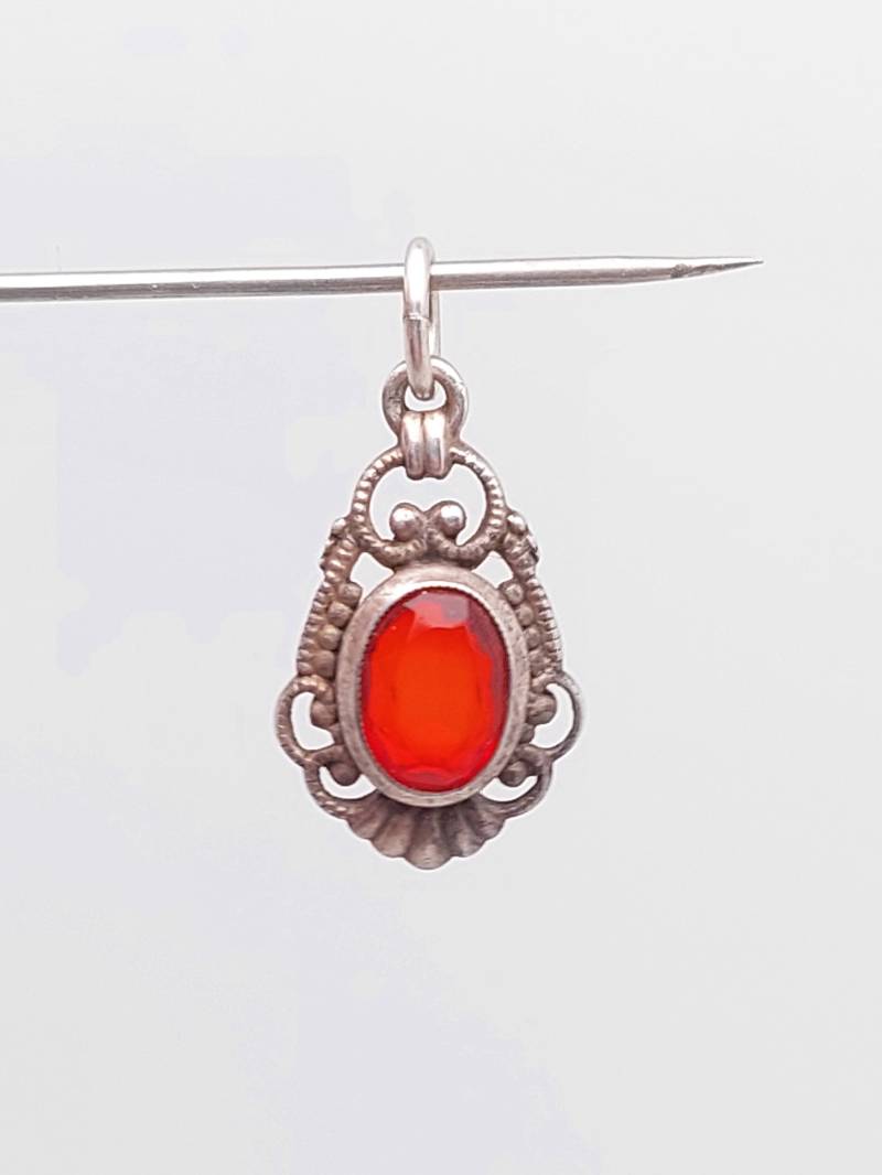 Antiker 835Er Silber Anhänger Roter Stein Jugendstil Schmuck Für Sie von SchmuckparadiesShop