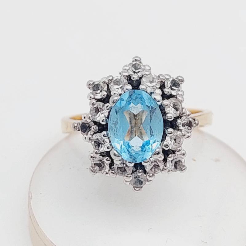 Antiker 925Er Silber Ring Aquamarin Farbender Stein Hellblau Antiker Schmuck Ringgrösse 13 von SchmuckparadiesShop