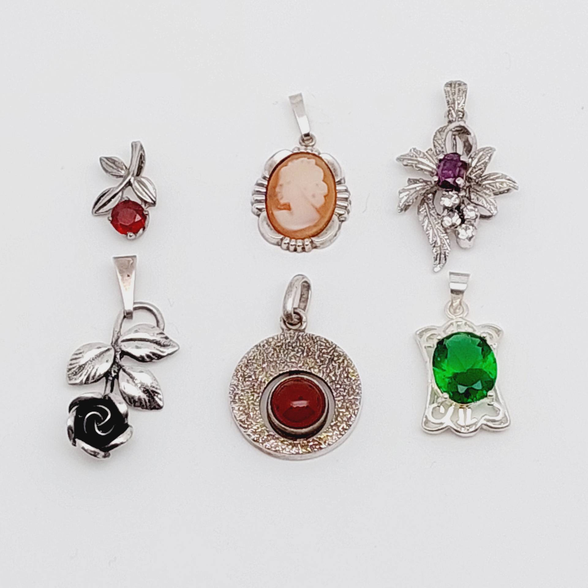 Antiker Anhänger 835Er Silberanhänger Filigranschmuck Jugendstil Gemme Rose Blume Mid-Century von SchmuckparadiesShop