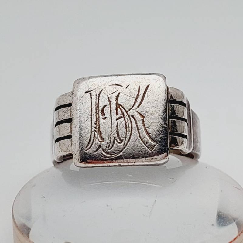 Antiker Herren Siegelring Art Deco 800Er Silber Gr 14 Monogramm Ring Hk Kh von SchmuckparadiesShop