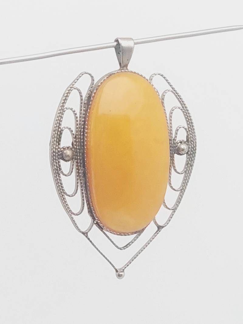 Antiker Jugendstil Anhänger Bernstein Butterscotch Bernsteinschmuck Weihnachtsgeschenk von SchmuckparadiesShop