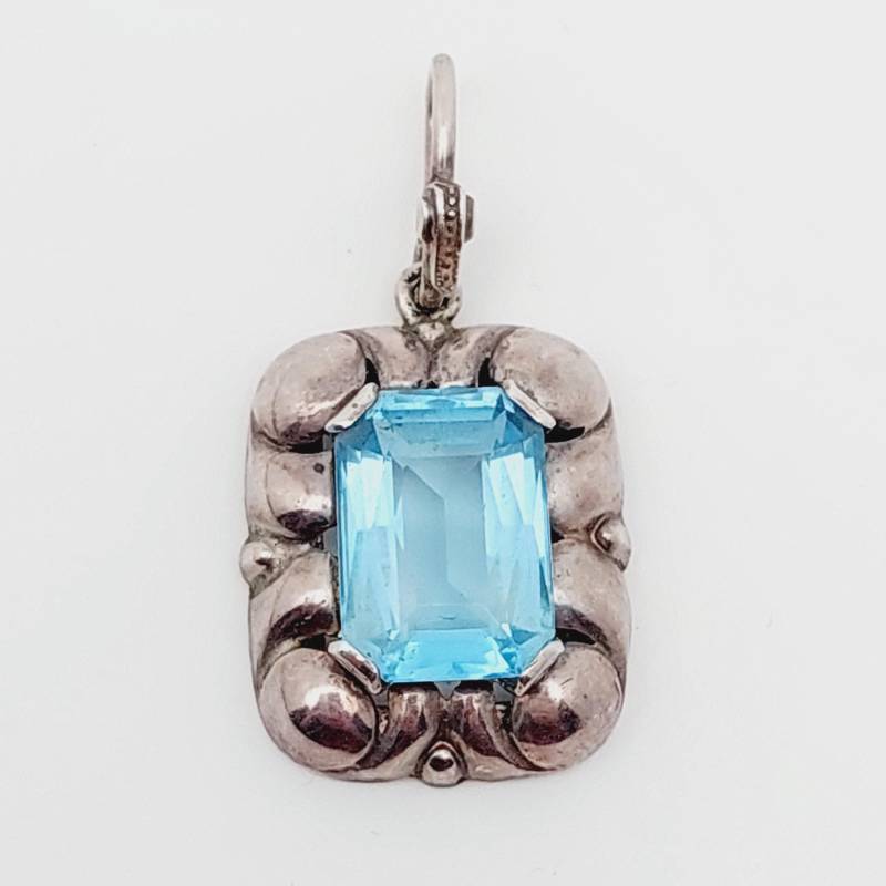 Antiker Silber Anhänger Art Deco Mit Blauen Farbstein Aquamarin Farbend Antiker Silber Anhänger Art Deco Mit Blauen Farbstein Aquamarin Farbend von SchmuckparadiesShop