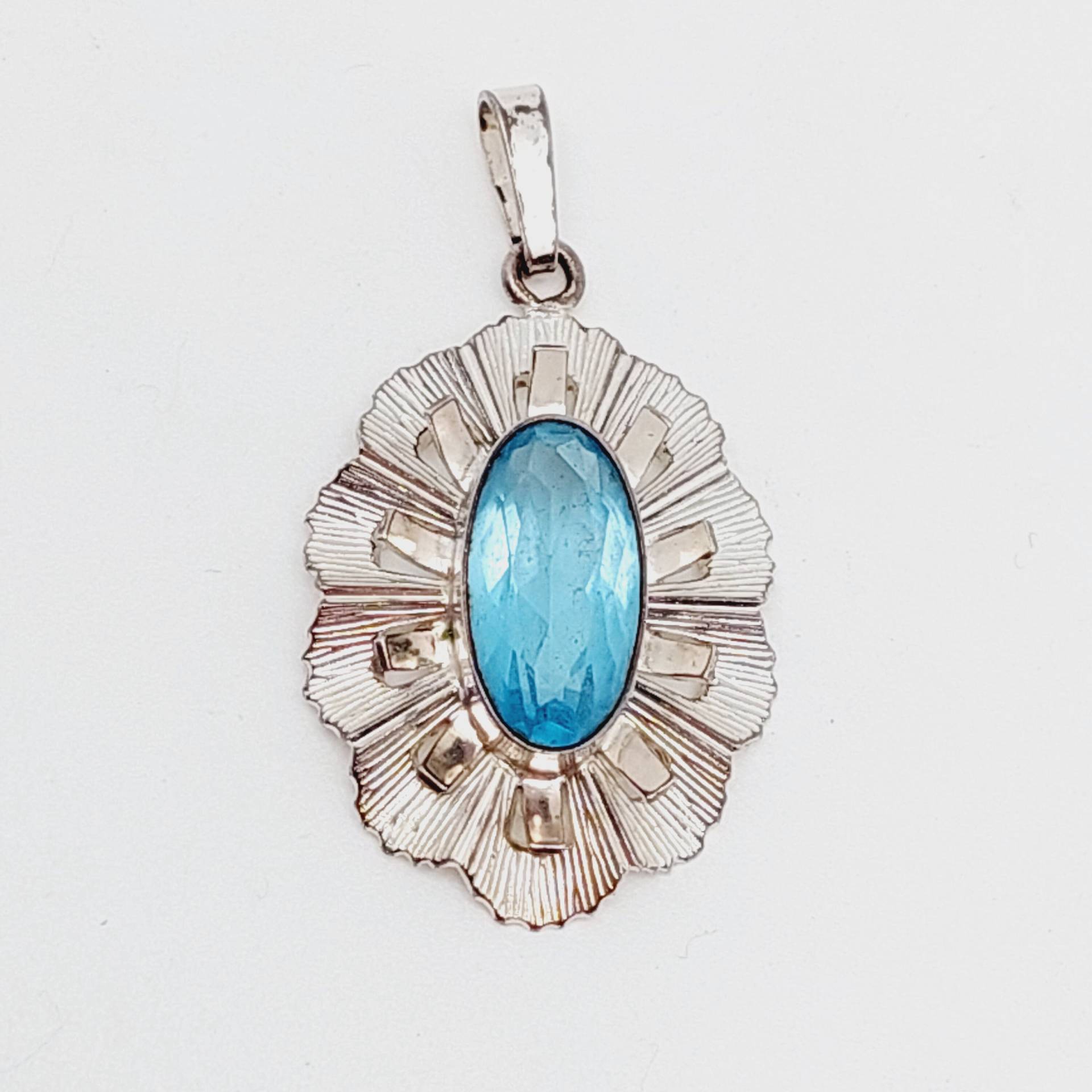 Antiker Silber Anhänger Jugendstil Hellblau Geschliffener Stein Aquamarin Farbe 835Er Filigranschmuck Blume Antiker Silber Anhänger Jugendstil Hellblau Geschliffener Stein Aquamarin Farbe 835Er Filigranschmuck Blume von SchmuckparadiesShop