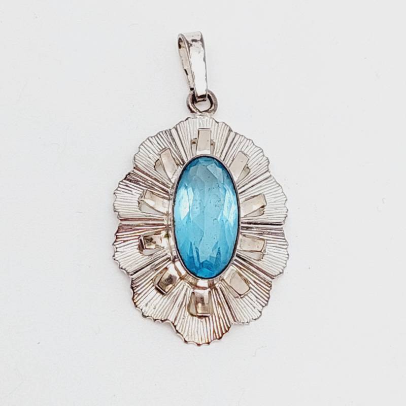 Antiker Silber Anhänger Jugendstil Hellblau Geschliffener Stein Aquamarin Farbe 835Er Filigranschmuck Blume Antiker Silber Anhänger Jugendstil Hellblau Geschliffener Stein Aquamarin Farbe 835Er Filigranschmuck Blume von SchmuckparadiesShop