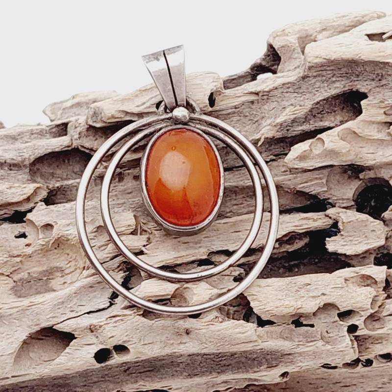 Antiker Silber Anhänger Mit Bernstein 800Er Silberanhänger Butterscotch von SchmuckparadiesShop