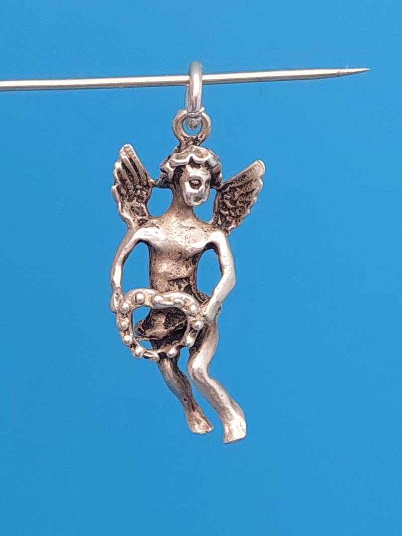 Antiker Silberner Anhänger Silber Jugendstil Engel Bettelarmband Glücksbringer von SchmuckparadiesShop