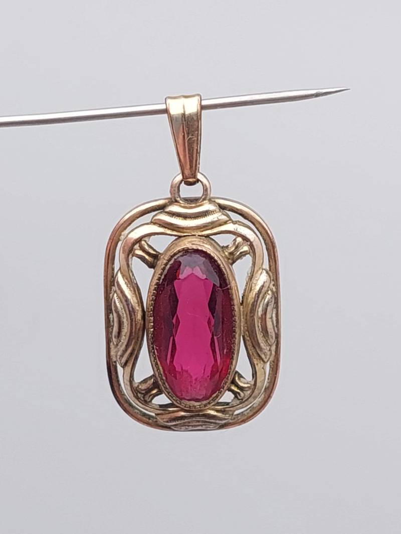 Antiker Vergoldeter Double Anhänger Geschliffener Rot Glasstein Jugendstil Schmuck Oresto Antiker Vergoldeter Double Anhänger Geschliffener Rot Glasstein Jugendstil Schmuck Oresto von SchmuckparadiesShop