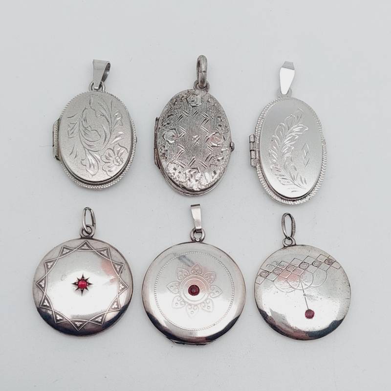 Antikes Medaillon 800Er Silber Anhänger Geschenk Verlobungsgeschenk Oval Barock Jugendstil Mit Granat Bild Amulett von SchmuckparadiesShop
