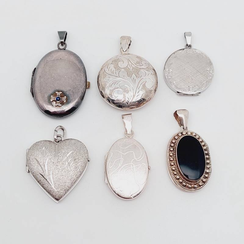 Antikes Medaillon 835Er - Sterling Silber Anhänger Geschenk Verlobungsgeschenk Oval Herz Brief Mit Bild von SchmuckparadiesShop